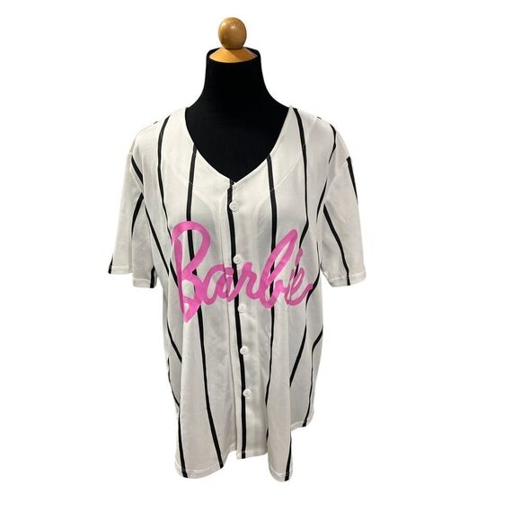 Barbie Mattel Baseball Jersey Womens Bloke Y2K Movie Cartoon Preppy Medium - Picture 2 of 7